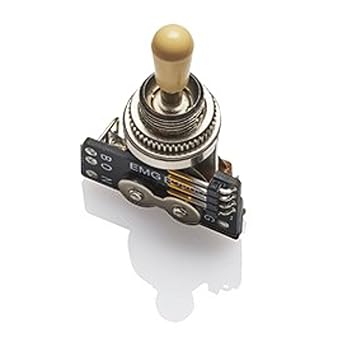 EMG Pickups 3-Way B289 Toggle Switch - Ivory KNOB Pickup Selector Switch for GibsonTM-Style E-Guitars | 2 Connection Cables (Short/Long) | Ivory Knob