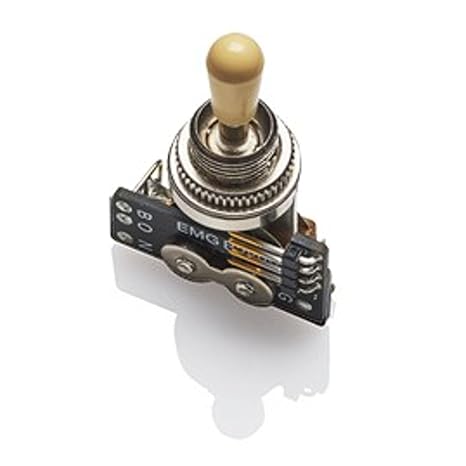 EMG Pickups 3-Way B289 Toggle Switch - Ivory KNOB Pickup Selector Switch for GibsonTM-Style E-Guitars | 2 Connection Cables (Short/Long) | Ivory Knob