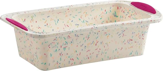 Trudeau 05118555 Structure Loaf Pan Silicone Bakeware, Medium, Confetti White