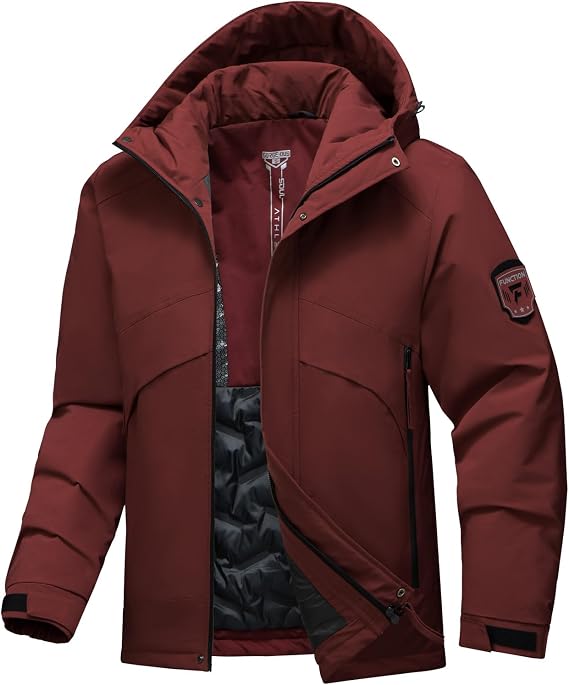 Men's Ski Jacket Waterproof Warm Winter Coat Windproof Insulated Snowboard Jacket Hooded Mountain Windbreaker