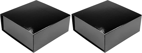 CECOBOX Black Gloss Magnetic Collapsible Gift Box (8" x 8" x 3.13") (Pack of 2)