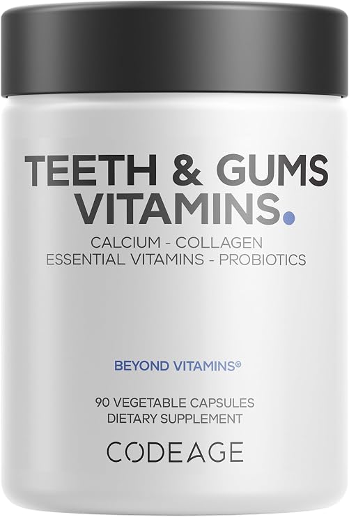 Codeage Teeth & Gums Vitamins, Oral Probiotics, Calcium, D3 K2, 90 Capsules