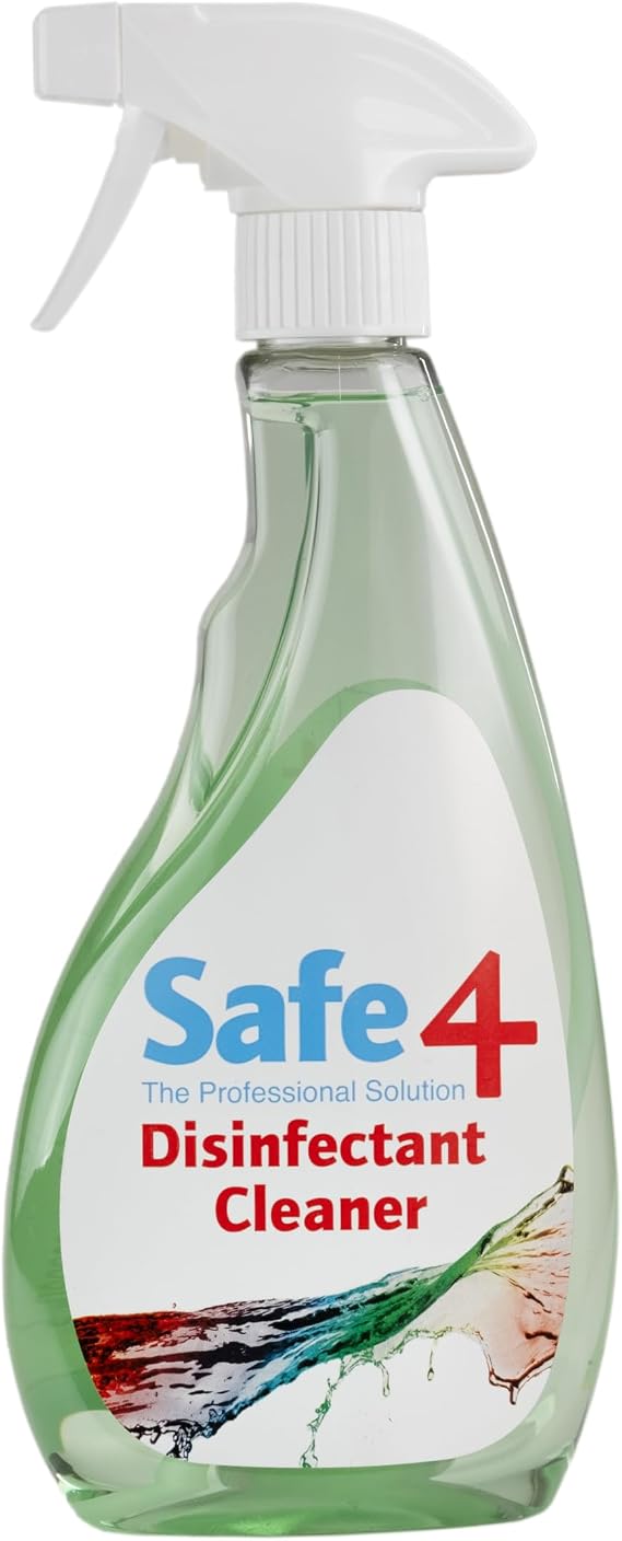 Safe4 Professional Surface Disinfectant Ready to Use - Enhanced Formulation,UK Manufactured,for Effective Virus & Bacteria Protection (500ml,Pack of 1,Apple)