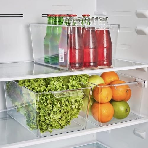 Deconox 1pc Unbreakable Ultra Durable Refrigerator Organizer Box Transparent - Giant Size Pantry Organizer 20cm32.5cm14cm