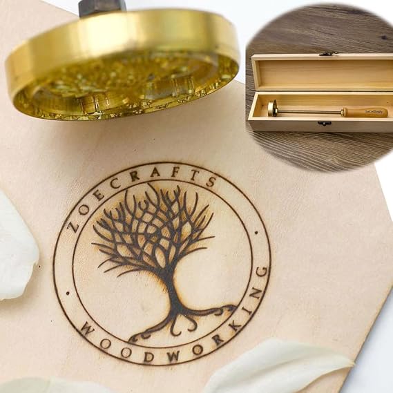 Custom Logo Wood Branding Iron,Reliable Leather Branding Iron Stamp,BBQ Heat Stamp Including The Handle, Woodworking Design Design Stamp with Wooden Box (1"+Wooden Box)