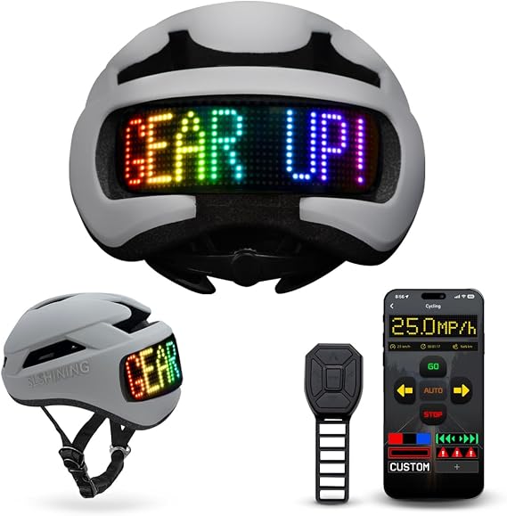 Bike Helmet with Light - Bike Helmet with DIY LED Screen for Scooter, Bicycle, Skateboard - LED Display Helmet with Customizable Patterns - Bicycle Helmet Light for Adult Men and Women