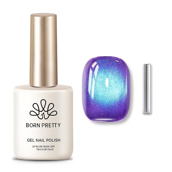 BORN PRETTY Violet Base Ice Blue Aurora Cat Magnetic Eye Gel Nail Polish