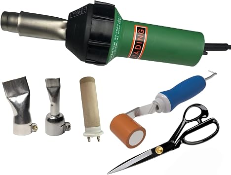 110V 1600W JIADING Professional Hot Air Plastic Welder Hot Air Torch Plastic PVC Welding Gun Welder with Speed Nozzle Roller Heat Element (B)