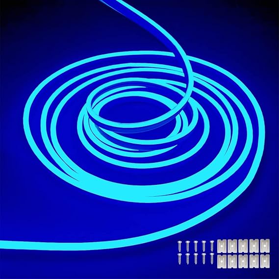 Neon LED Strip Lights，Without Power Adapter,16.4 ft/5m 12V DC 600 SMD2835 LEDs Waterproof Rope Light for Indoor Outdoor Home Decoration [Energy Class D]
