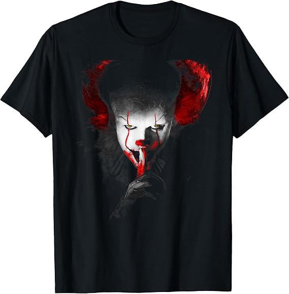 IT Pennywise the Clown Bloody Shhh Portrait Horror Movie T-Shirt