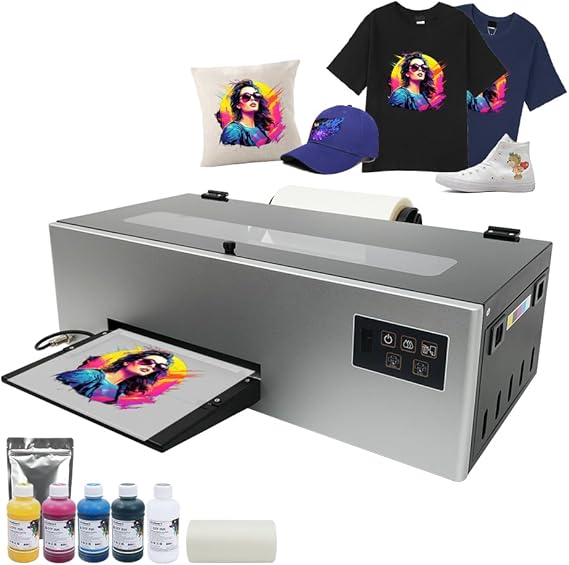 DTF Printer, A4 Size, Direct to Film with White Ink System, T-Shirt Printing(Printer + Software + 5x250ml + Ink 1xRoll of Film)