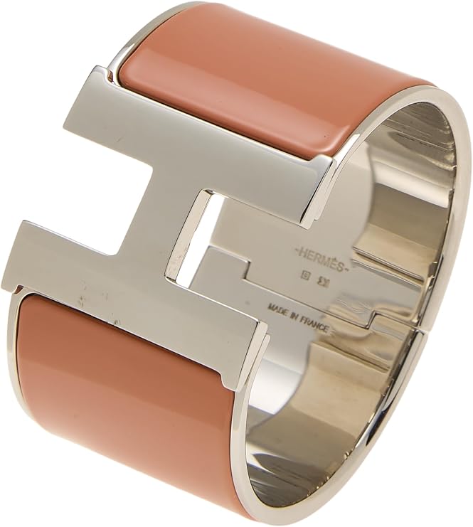 Pre-Loved Orange Enamel Clic-Clac 'H' Extra Wide, Pink