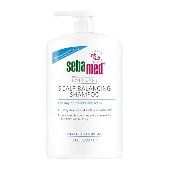 SEBAMED Scalp Balancing Shampoo - Gentle Anti Dandruff Shampoo Formula for Oily Hair and Flaky Scalp 33.8 Fluid Ounces (1 Liter with Pump)