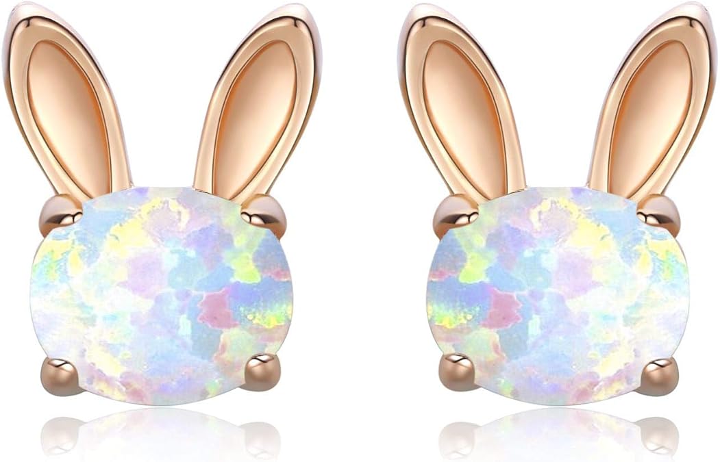 CUOKA MIRACLE Rabbit Studs Earrings 925 Sterling Silver Hypoallergenic Bunny Flat Earrings Minimalist Jewelry Gift for Women