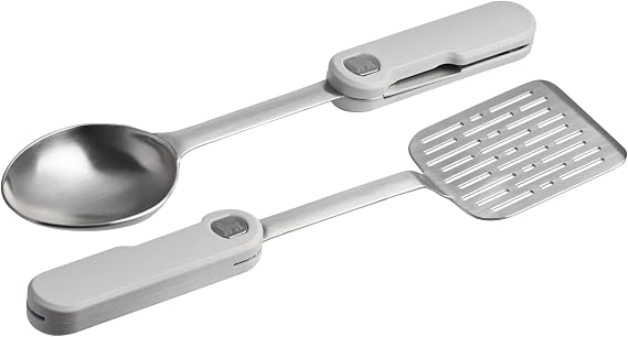 Stanley Wildfare Pro Stainless Steel Fold & Go Utensil Set | Folding Spatula and Spoon | Packable Outdoor Cookware | Camping Essentials for Your Camp Kitchen | BPA-Free | Pale Pebble & Stone
