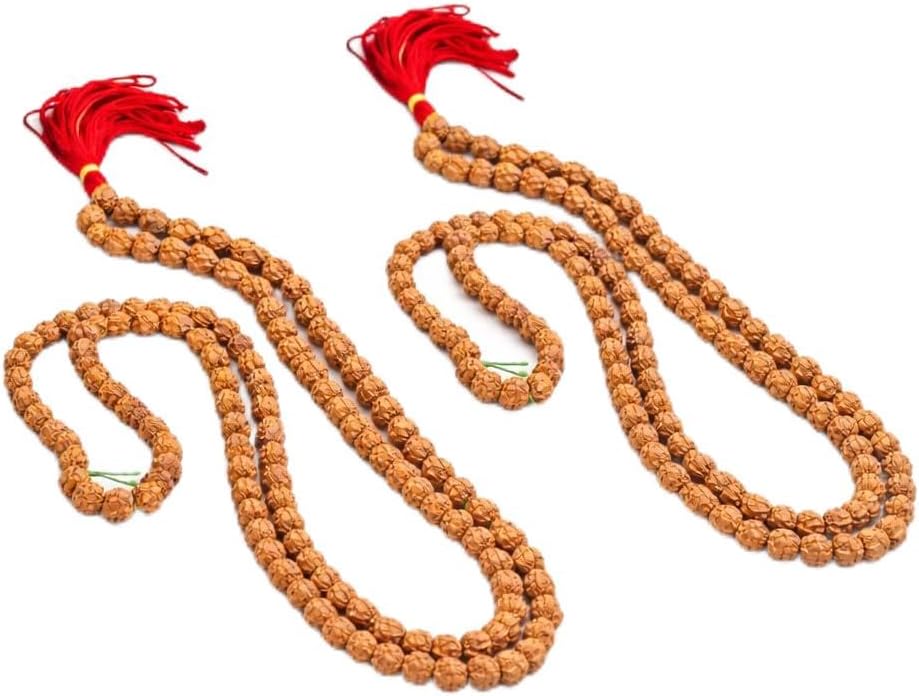 6 Mukhi Rudraksha Mala Set (2 Pack) 108 Bead Meditation & Prayer Necklace | Natural Rudraksha Mala for Yoga, Mindfulness & Spiritual Use
