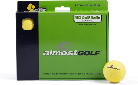 ALMOSTGOLF Limited Flight Practice Foam Golf Balls | Realistic Spin, Trajectory, Accuracy Training, Hi-Vis Yellow