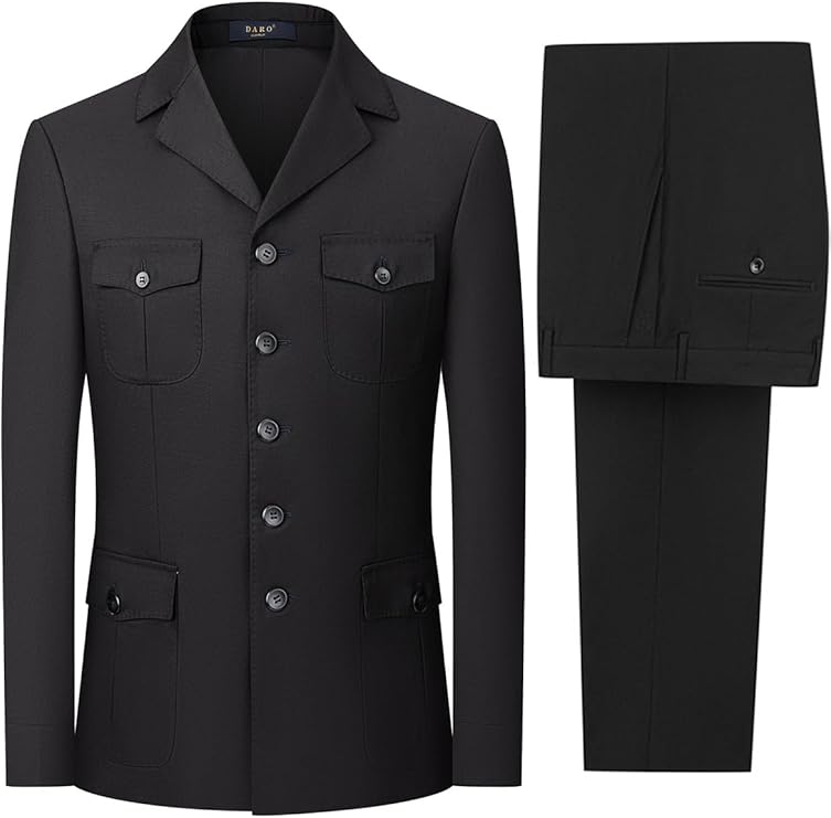 Men 4 Pockets Blazer Pants 2 Pieces Sets Chic Single Breasted Suit Casual Formal Wedding Prom Party Business