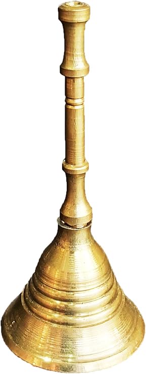 PARIJAT HANDICRAFT Handheld ghanti Indian Brass handbell Colorful Decorative Jingle Bell for Christmas mandir Pooja Items Wedding Diwali Home Office Decor Hand-Bell (3-Inch)