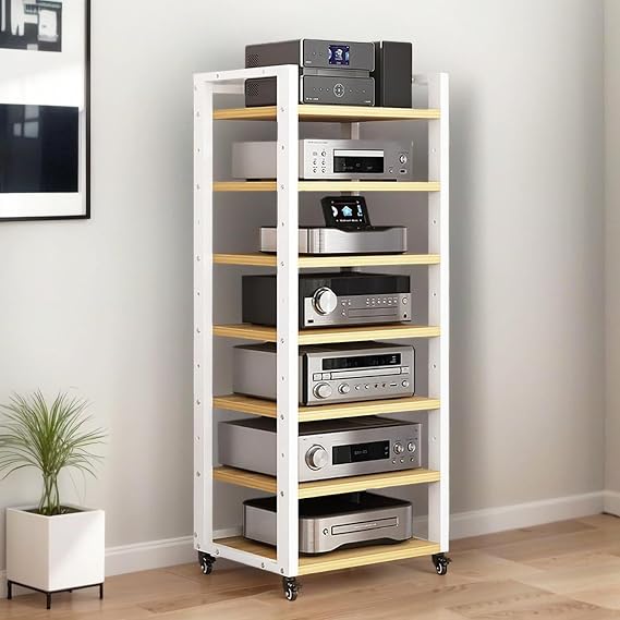 7-Tier Heavy Duty Audio Component Rack, Stereo Rack AV Media Stand Cabinet