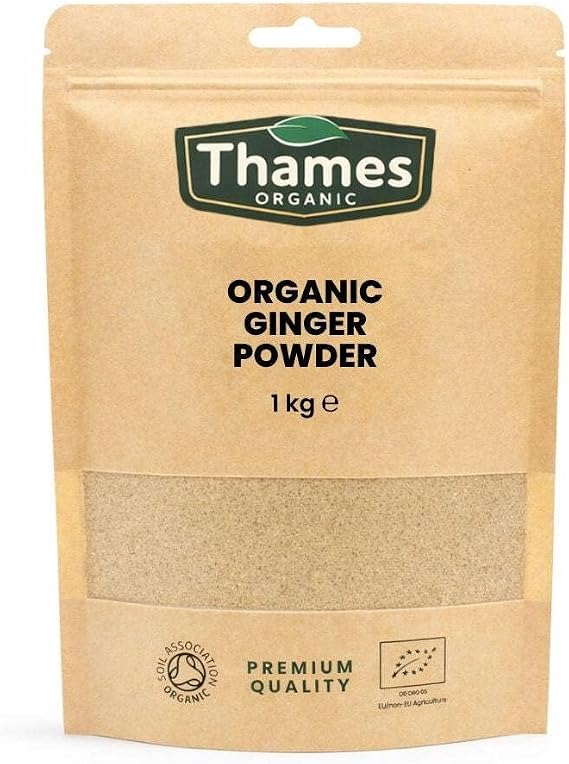 Organic Ginger Powder 1kg - No Additives or Preservatives - Raw, Vegan, GMO-Free, Certified Organic - Flavorful, Aromatic Spice for Cooking, Baking, and Tea - Thames Organic