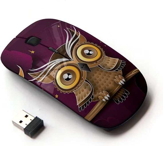 [ Optical 2.4G Wireless Mouse ] Owl Purple Smart Design Minimalist Modern