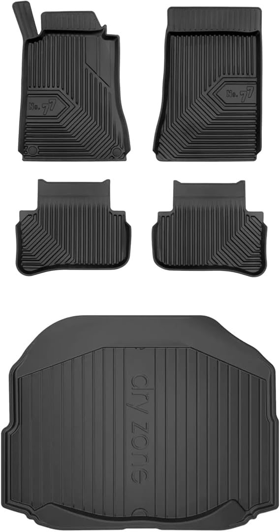 MOTOS Set of rubber floor mats and boot mats suitable for Mercedes-Benz C-Class W203 2000-2007 Saloon without height-adjustable boot floor. Improve your travel comfort with non-slip mat