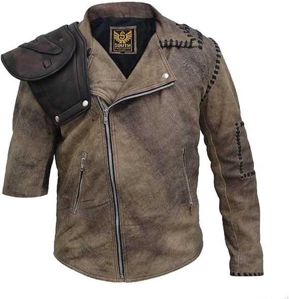 Mad 4 Fury Road Movie Costume - Tom Australian Distressed hardy Brown Max Biker Jacket - Motorcycle Leather Jacket for Mens (US, Alpha, Medium, Regular, Regular, Brown)