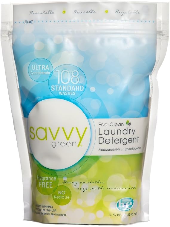108 Standard Wash Fragrance Free, Eco Clean Laundry Detergent Powder, 2.73 Lbs