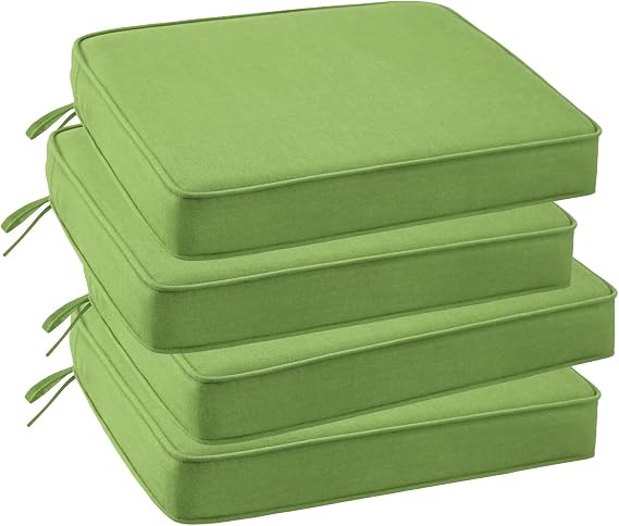 Outdoor Sunbrella Square Corner Seat Cushion, 18.5"x16"x3", Set of 4, Non Slip Seat Cushion Pads with Removable Cover for Patio Furniture, Garden Yard Lawn, Canvas Ginkgo