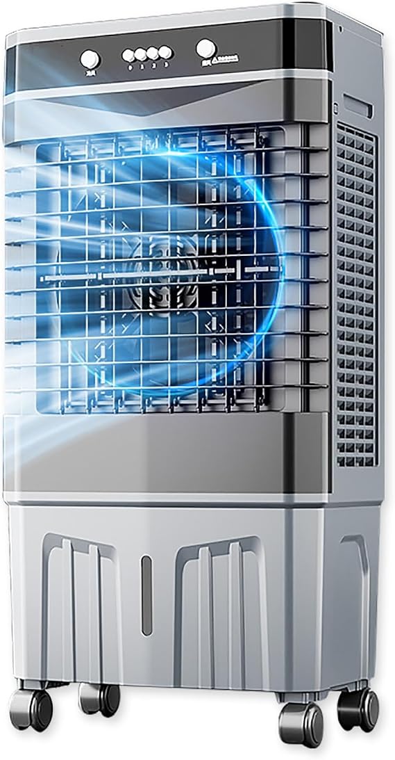 Swamp Cooler Air Conditioner, Evaporative Air Cooler with 4 Ice Box, 120Oscillation, Portable Cooling Fan with 3 Speeds for Bedroom Home Office(48x35x115cm/19x14x45inch)