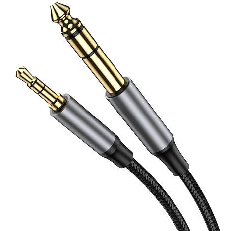 3.5 mm to 6.35 mm Stereo Audio Cable 1 m 6.35 1/4 Inch Male to 3.5 1/8 Inch Male TRS Stereo Audio Cable for Guitar Laptop Home Theater Devices Speakers and Amplifiers