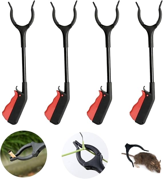 4-Pack Litter Picker Grabber Stick for Elderly Grabber Tool Small/Heavy Duty Extension Reacher Grabber Tool Magnetic Helping Hands Too Nabber, Litter Picker, Arm Extension