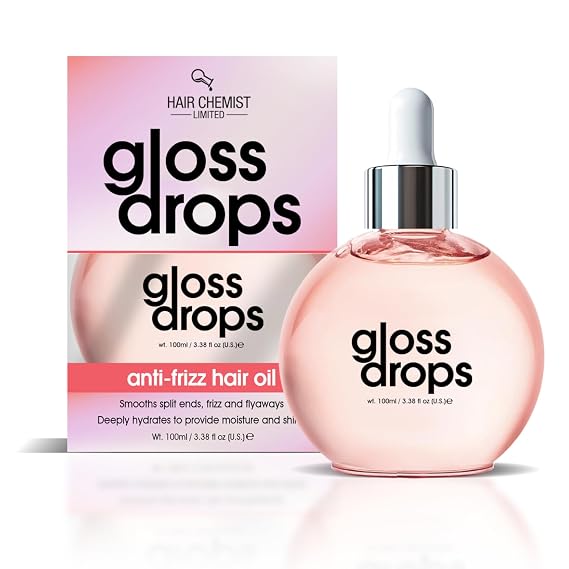 Hair Chemist Gloss Drops Anti-Frizz Hair Oil 3.38 oz. - Lightweight High-Shine Serum to Smooth Split Ends & Flyaways, Deep Hydration for Soft, Manageable Hair