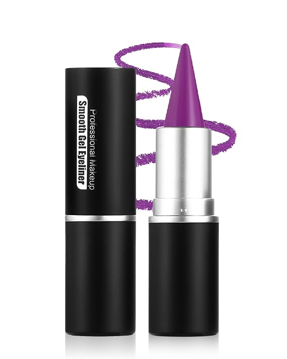 Purple Gel Eyeliner Cream Pencil, Face Paint Stick Smokey Halloween Makeup | Waterproof Smudge-proof, Smooth Matte Waterline Eyeliner, High Pigment Eyeshadow Stick, Eye Liner Crayon for Older Women-07