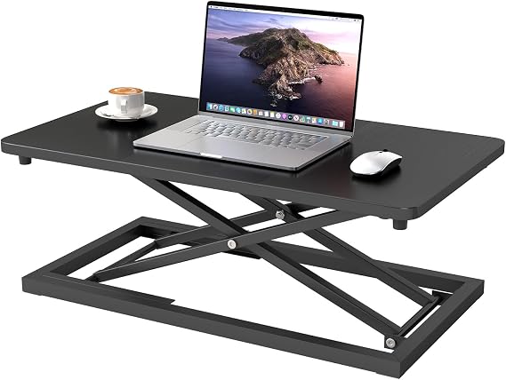 Standing Desk Converter 34 x 60 cm Height Adjustable Sit Stand | Desk Converter with 7 Height Levels Sit to Stand Converter Computer Desk Riser Laptop Stand for Home Office