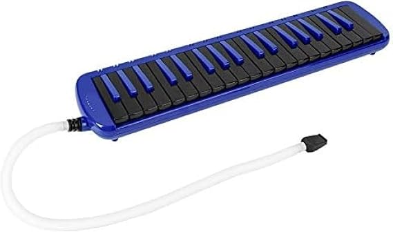 37 Key Melodica Instrument,Portable Air Piano Keyboard,Keytar For Kids With 1 Long Tube,1 Short Mouthpiece,Musical Note Sticker And Carrying Bag,for Beginner,Melodica Lovers,Blue