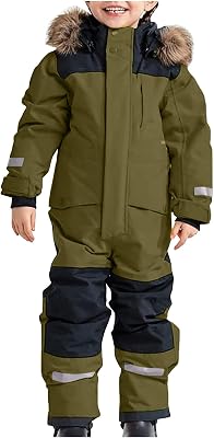 BOXIACEY Snow Suit for Kids One Piece Snowsuits Overalls Ski Suits Waterproof Winter Jumpsuit Warm Jackets with Hood
