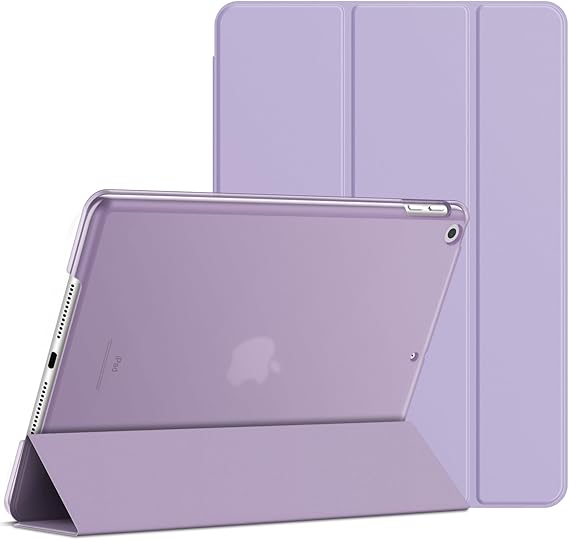 JETech Case Cover for iPad 9th/8th/7th Gen 10.2", Light Purple | Slim Translucent Back Design, Tri-Fold Stand, Auto Wake/Sleep, Lightweight Shockproof Protection
