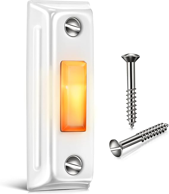 Dreyoo Metal Doorbell Push Button, Heavy Duty Metal Door Bell Wired Button LED Lighted Wall Mounted Doorbell Push Buttons for Home, Universal Garage Door Opener Switch Property in Copyright(White)