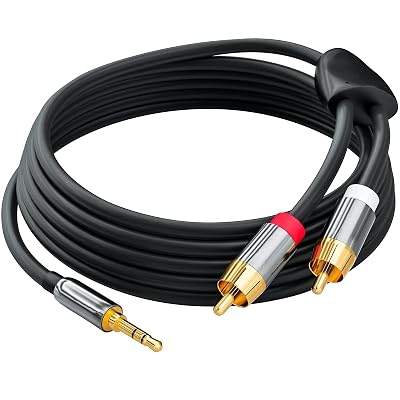 RCA to 3.5mm Audio Cable, 3.5mm Male to 2RCA Male RCA Adapter, Y Splitter Stereo Audio Cord for Smartphone, Speakers, Tablet, HDTV and More 6.6 Feet