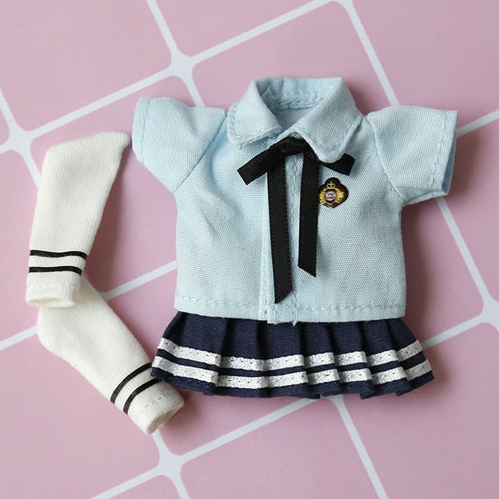 Doll Clothes Uniform School Uniform Set for OB11,GSC Molly 112 BJD Doll Accessories Toy Skirt Set Blue1