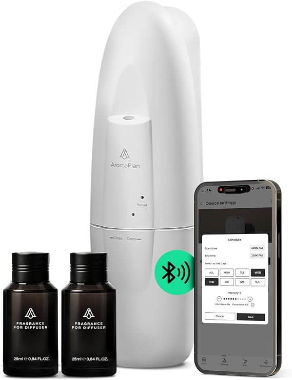 Plug in Wall Diffuser + 2 Scents + App Cold Air, 5 Star Hotel | 500 Sq Ft Coverage, Whisper-Quiet, Waterless & Zero Residue, USA-Made Fragrance, Safe for Pets & Kids