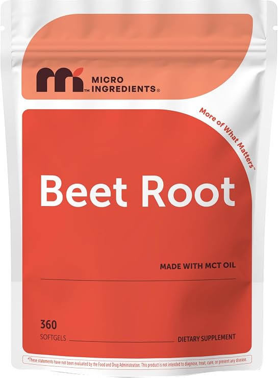 Micro Ingredients Beet Root Extract, 360 Softgels with MCT Oil | Natural Beet Root Source | Beetroot Supplements | Non-GMO