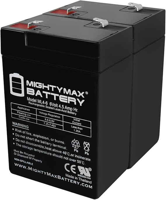 Mighty Max Battery 6 Volt 6v 4.5ah Rechargeable Deer Game Feeder Battery - 2 Pack