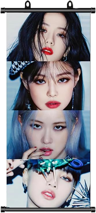 TuYines Blackpink Merchandise - Scroll Picture, Fan Item, Scroll Poster, Gift, Fabric Poster for Wall Decoration, 70 x 30 cm
