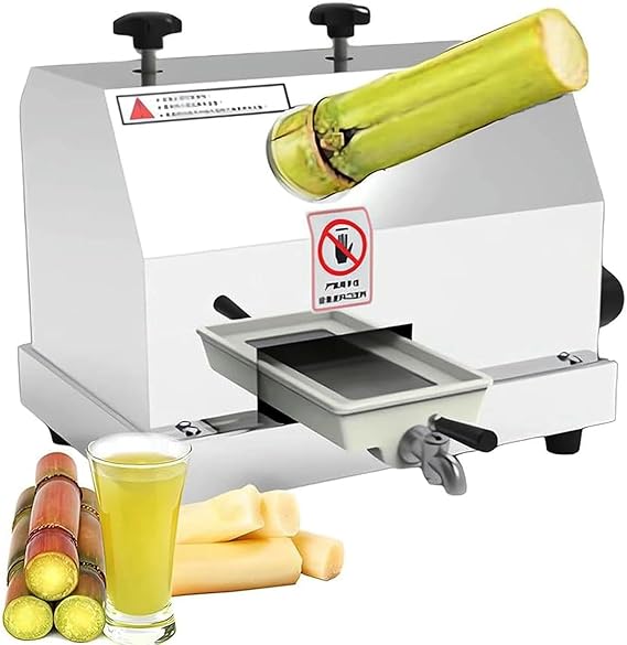 Sugar Cane Juicer Machine, Commercial Juice Extractor with 3 Stainless Steel Rollers, 2.4-Inch Feeding Chute, High Efficiency 110LBS/Hour