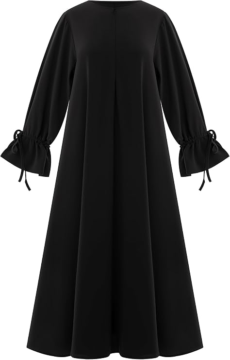 IWEMEK Muslim Prayer Dress Kaftan Women's Abaya Long Sleeve with Tie Cuff Islamic Prayer Robe for Ramadan Eid Arabic Turkish Dubai Style