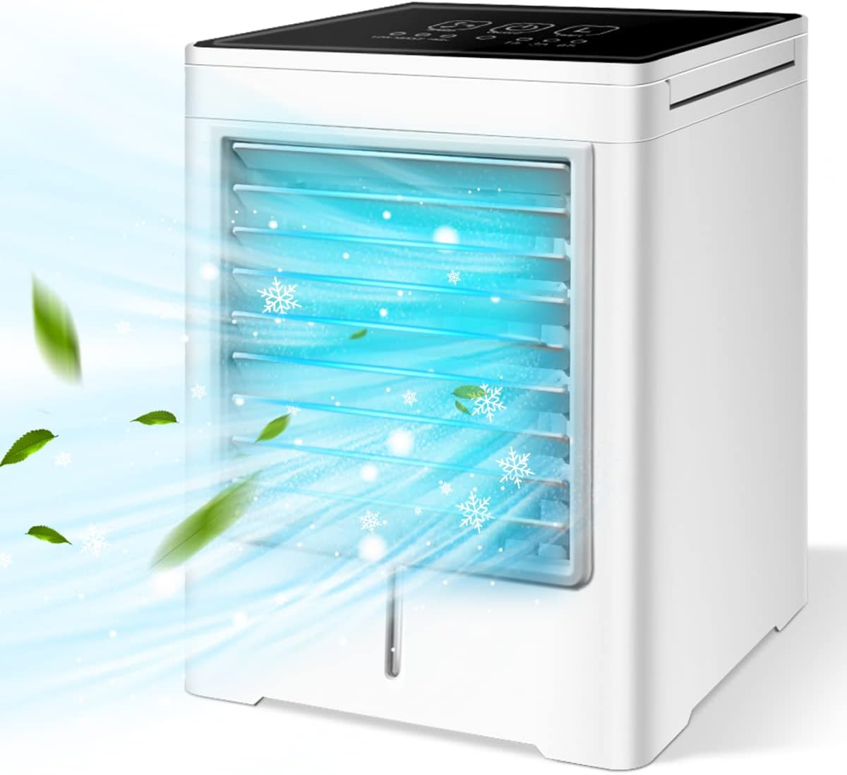 Portable Air Conditioners, Evaporative Air Cooler with 3 Speeds, USB Touch Personal Air Conditioner with 136H Timing, Mini Desktop Cooling Fan for Room Office Bedroom Camping Car Tent Desk Dorm