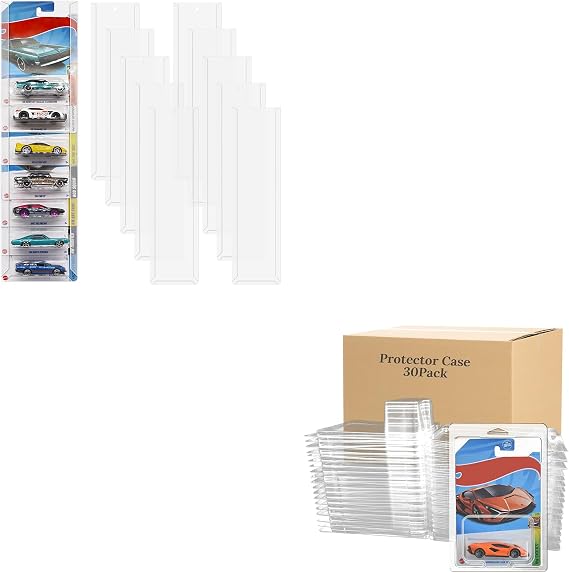 30 Pcs Protector Case + 20 Pcs Model Car Display Case Wall Mount